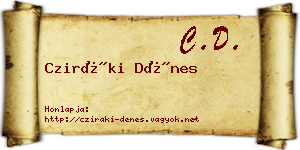 Cziráki Dénes névjegykártya